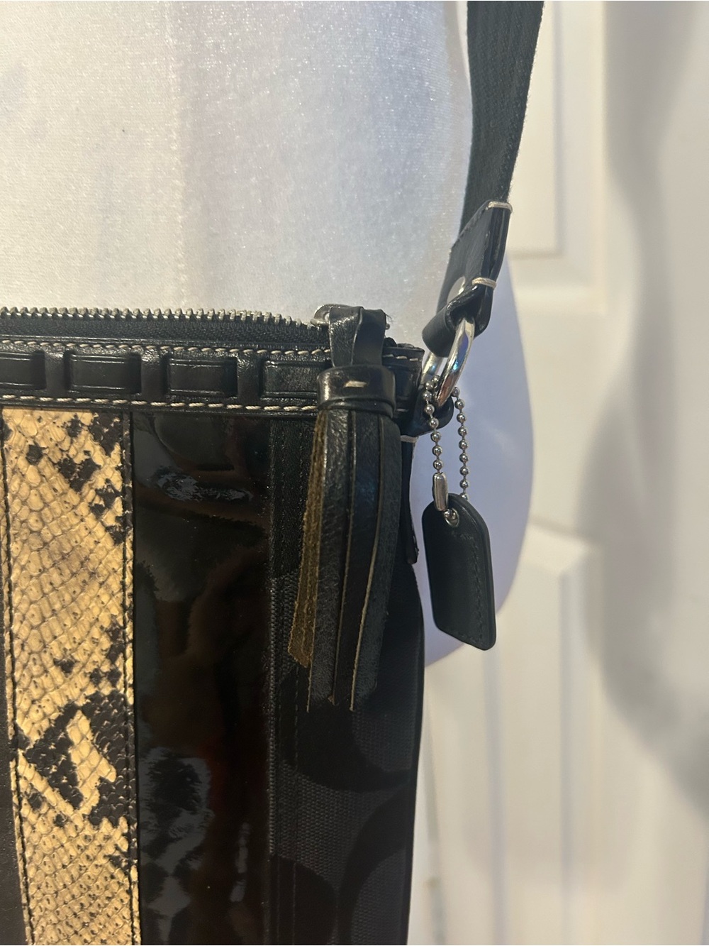 Coach 2006 Black Crossbody with Snake-Print Accent - Picture 3 of 6